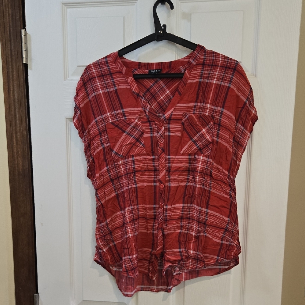 Torrid Red Plaid Blouse